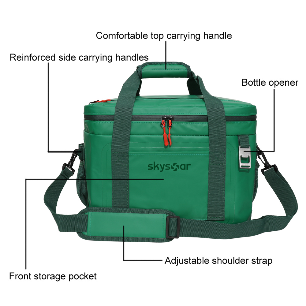 500D PVC Tarpaulin Insulated Leak-Proof Cooler Bag | Waterproof Portable Soft Cooler with Bottle Opener & Adjustable Strap for Outdoor Adventures - Image 8