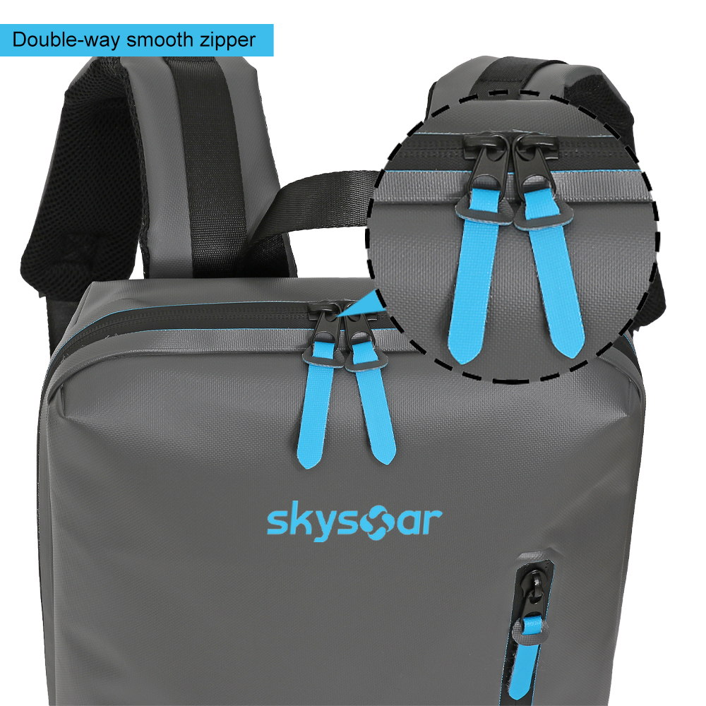 Gray PVC Tarpaulin Waterproof Backpack - Detail 7