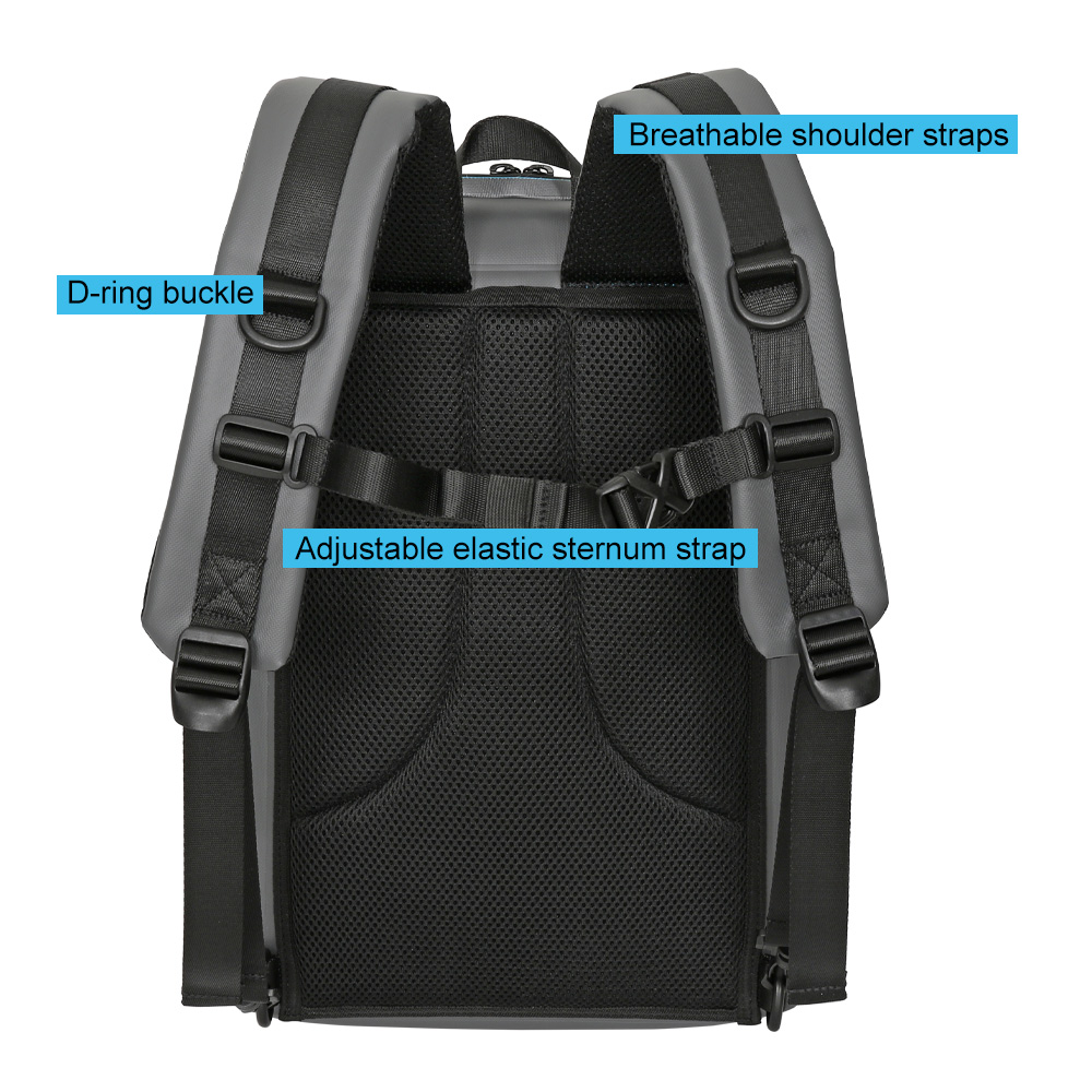 Gray PVC Tarpaulin Waterproof Backpack - Detail 11