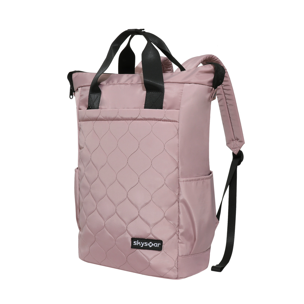 Pink Quilted Tote Backpack - Detail 1