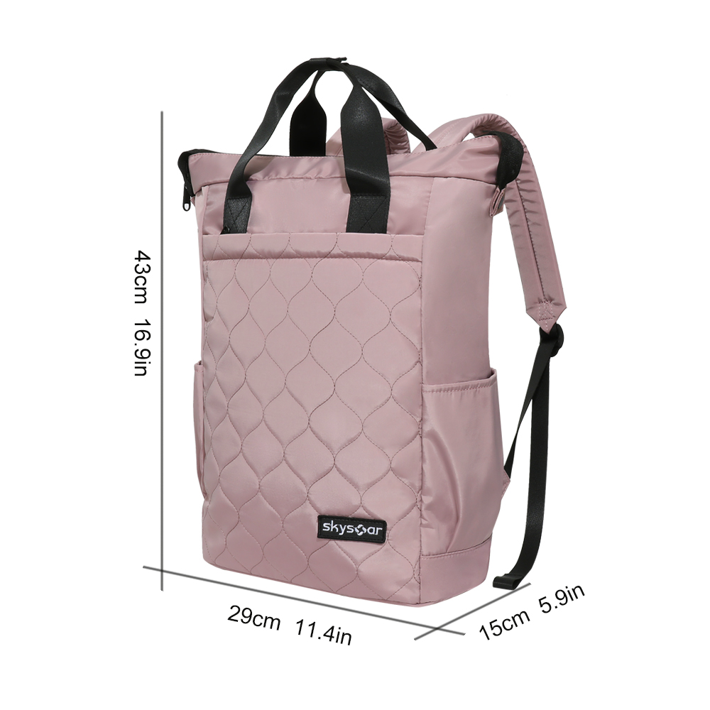 Pink Quilted Tote Backpack - Detail 4