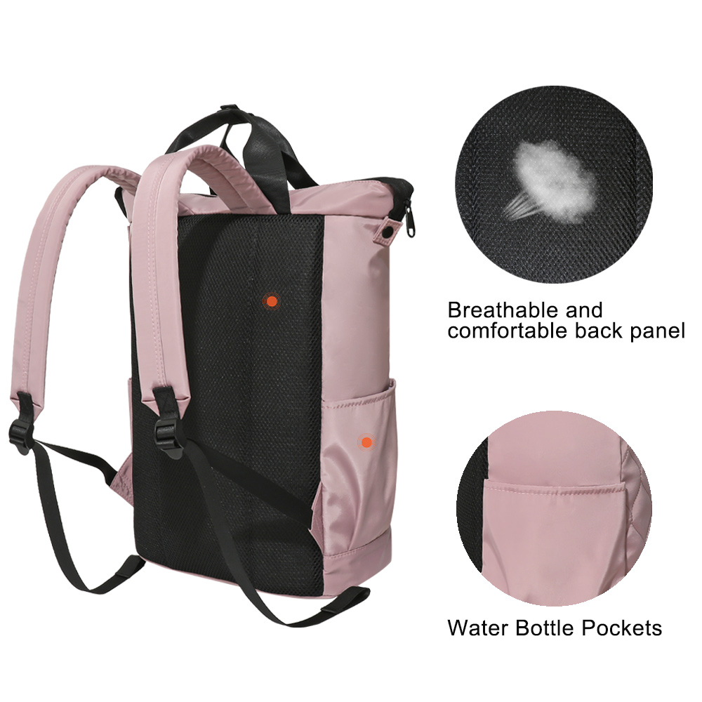 Pink Quilted Tote Backpack - Detail 6