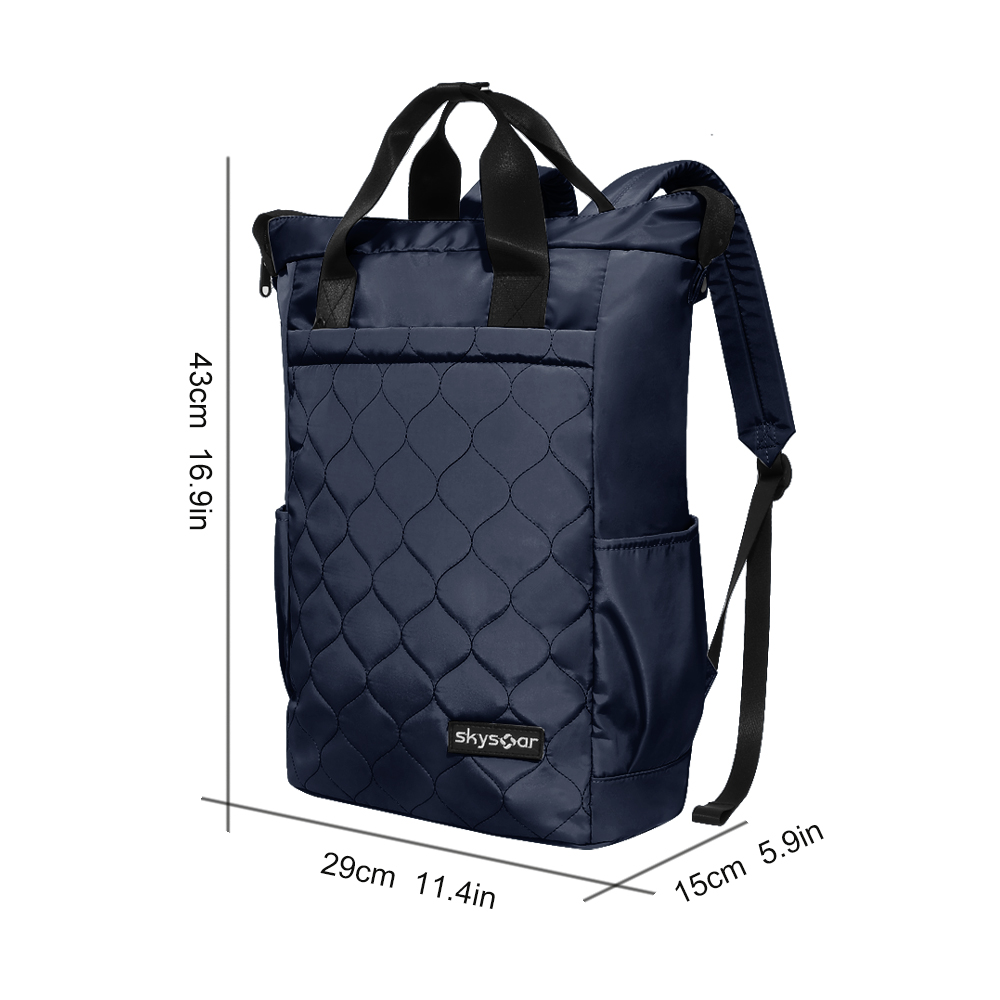 Navy Quilted Tote Backpack - Detail 4