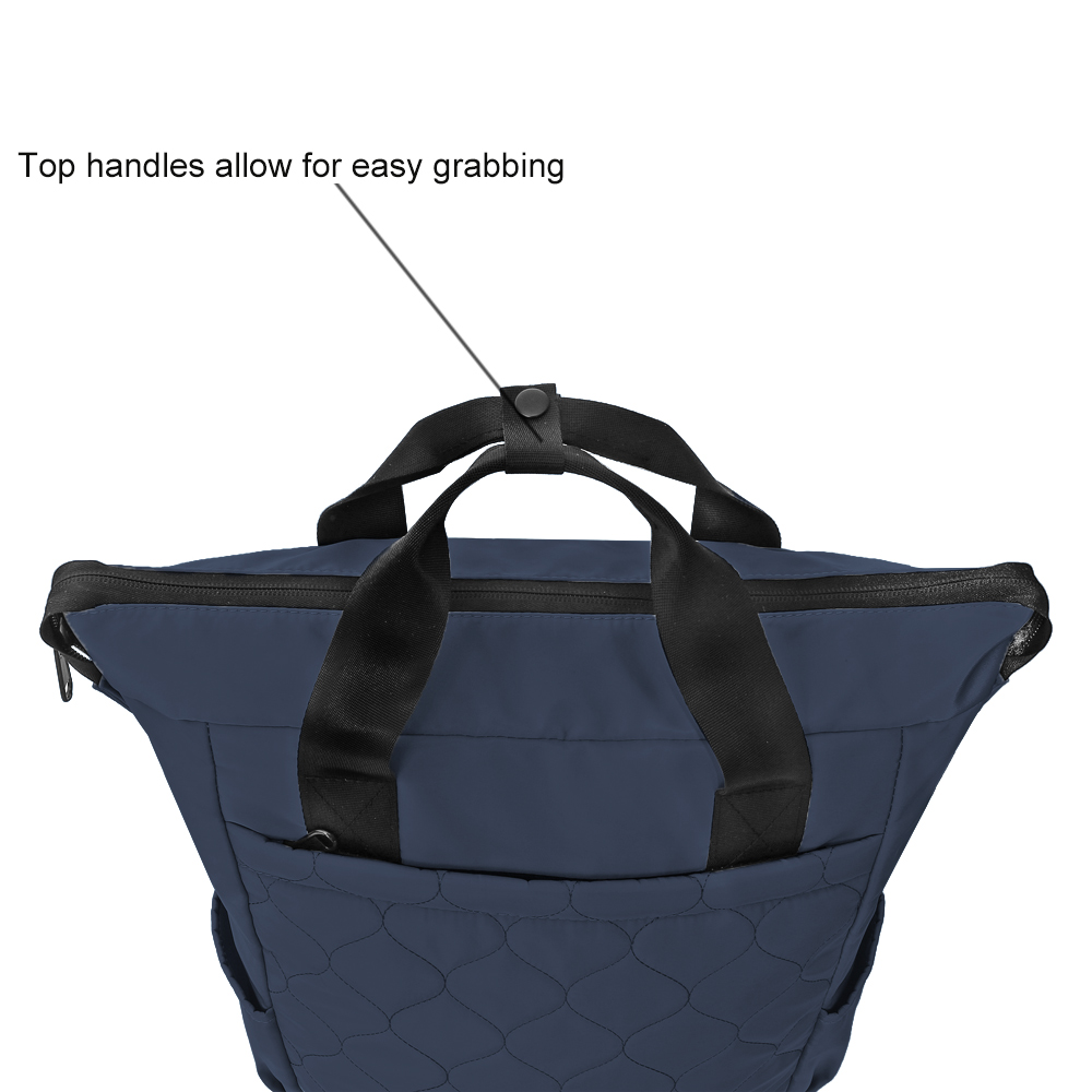 Navy Quilted Tote Backpack - Detail 8