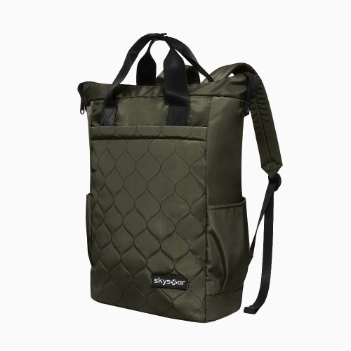Olive Quilted Tote Backpack - Detail 1