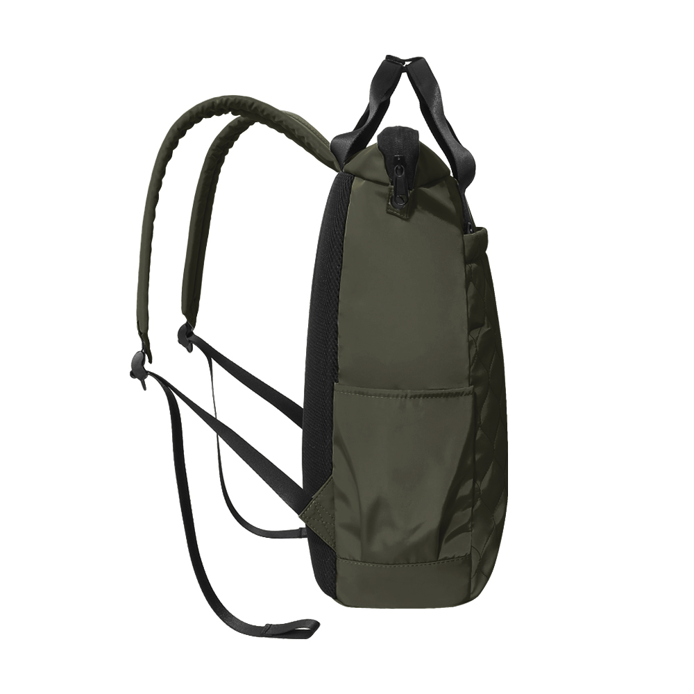 Olive Quilted Tote Backpack - Detail 2