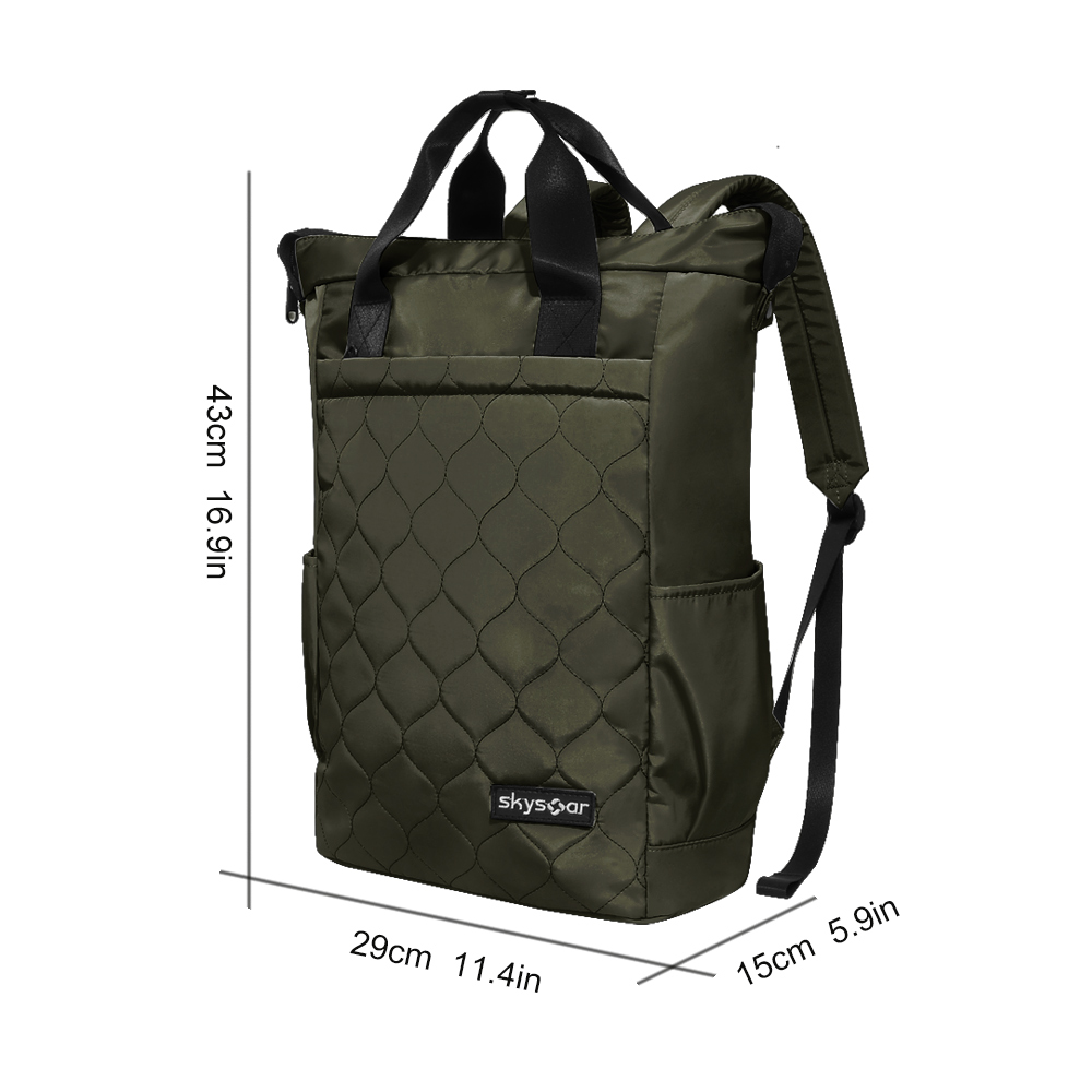 Olive Quilted Tote Backpack - Detail 4