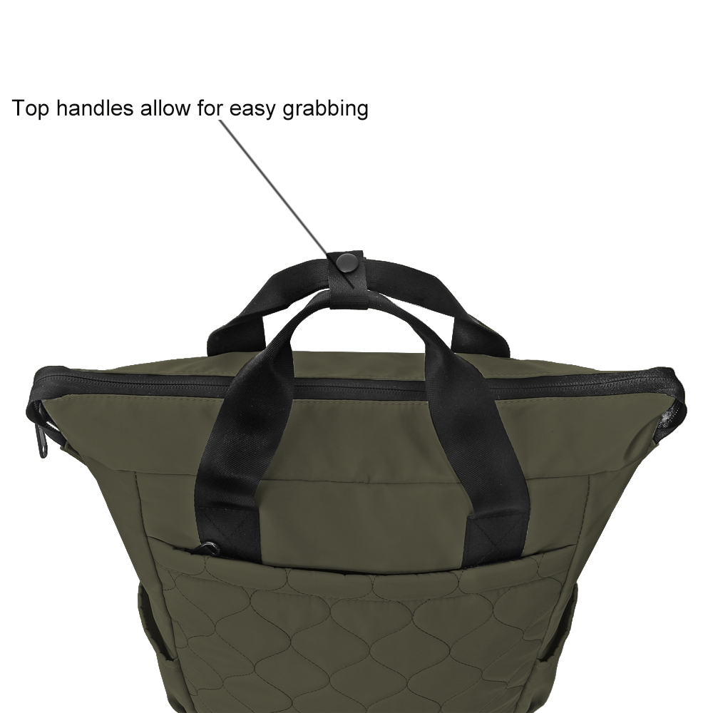 Olive Quilted Tote Backpack - Detail 8